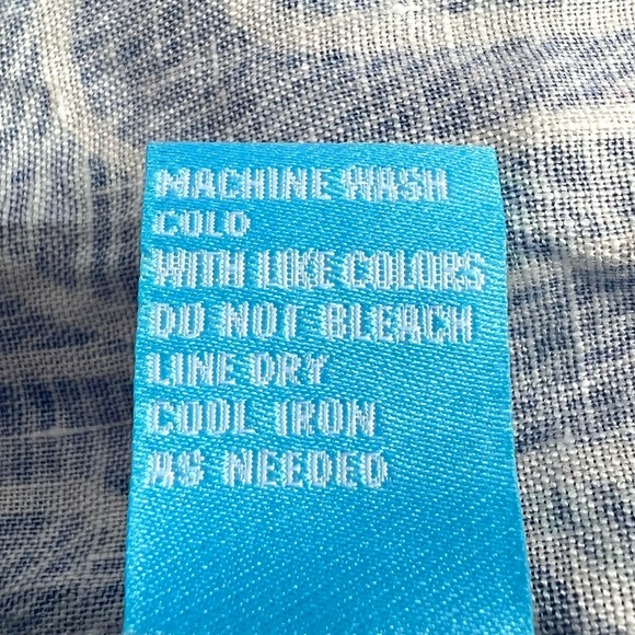 J McLaughlin Paris Linen Maxi Dress Geti Swirl Blue White Aqua Size S NEW - Picture 13 of 14